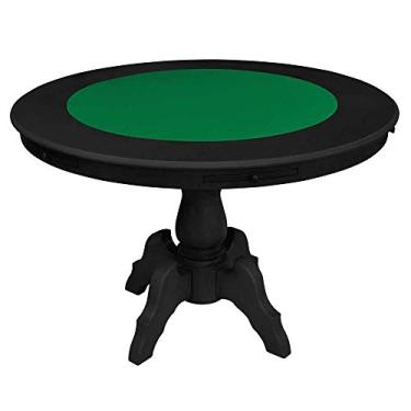 Imagem de Mesa de Jogos Carteado Redonda Montreal 6 Lugares Tampo Reversível com Gavetas e Porta Copos Preto Fosco - Gran Belo