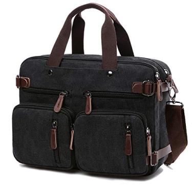Imagem de CROCOD Mochila conversível para laptop de 17,3 polegadas bolsa mensageiro para homens/mulheres, Preto, 17.3 Inch