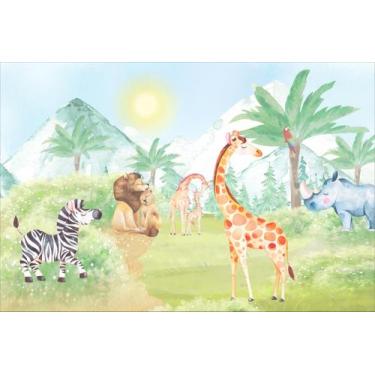 Imagem de Painel de lona Animais Aquarela Safari Montanhas - Fabrika de Festa, 3