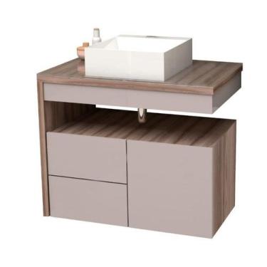 Imagem de Gabinete Para Banheiro IAM 100% Mdf com Tampo de Vidro Sem Puxadores E