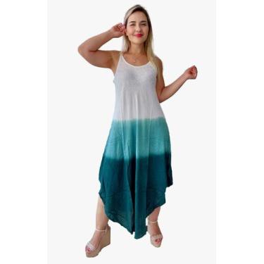 Imagem de Vestido Feminino Longo Indiano Tie Day Bordado Alça c/ Regulagem Trapé