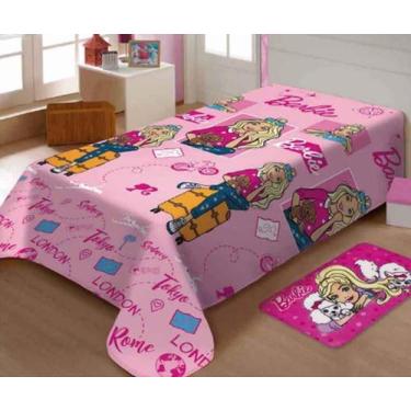 Imagem de Manta Soft Mattel Barbie Viagens Jolitex, Rosa, Solteiro