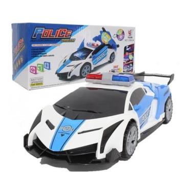 Imagem de Carrinho De Policia Carro Emite Som Luz Transforma Gira 360 graus. - D