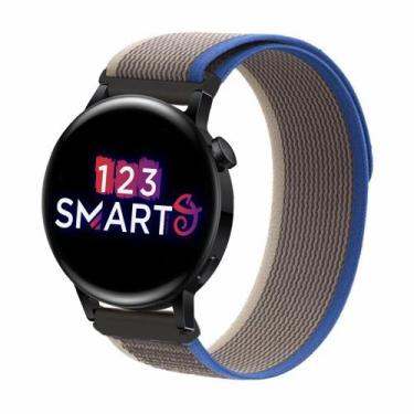 Imagem de Pulseira Nylon Nova para GT2 42mm e GT3 42mm - Cinza com Azul - 123Sma