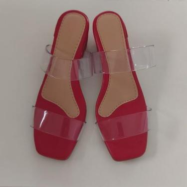 Imagem de Sandália feminina Tamanco Tiras Cristal saltinho médio - Bella Calçado