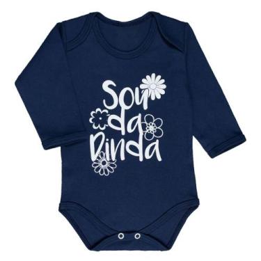 Imagem de Body longo marinho para bebê estampa dinda em suedine - Era Uma Vez, M