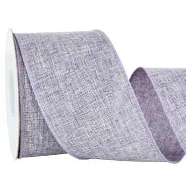 Imagem de RIBBOOO Fita com fio de serapilheira natural, fita de tecido roxo de 6 cm e 10 metros para artesanato, laço de guirlanda, embrulho de presente, casamento, decoração de festa de Natal