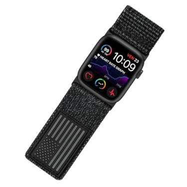 Imagem de Tefeca Pulseira Ultrawide com bandeira dos EUA Fortitude compatível com Apple Watch Ultra 2/Ultra de 49 mm, série 10 de 46 mm, séries 9/8/7 de 45 mm, SE2/SE/6/5/4 de 44 mm (carbono, M/G para 49 mm/46