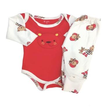 Imagem de Conjunto Body Manga Longa Bordado e Mijão Estampados - Alyaht, Vermelh