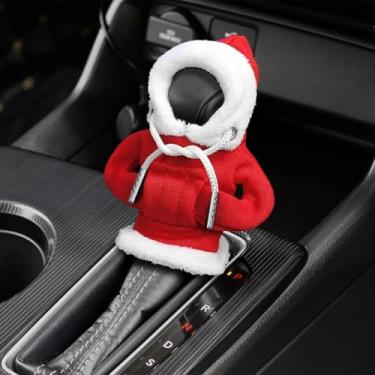 Imagem de Kutyun Moletom com capuz de mudança de marcha, capa de moletom com botão de mudança de carro de Natal, acessórios interiores de carro, protetor de manete de câmbio de carro, decoração universal para a