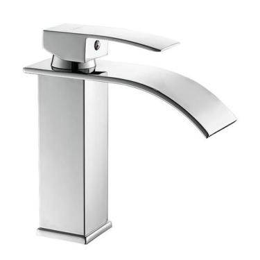 Imagem de Torneira Misturador Monocomando Cascata Cromado Quadrado Banheiro 1201