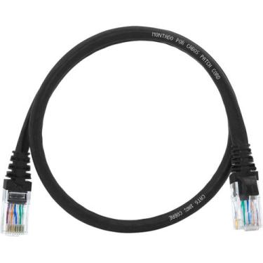 Imagem de Cabo De Rede 50 CM Patch Cord Cat6 UTP 100% Cobre Preto Ultra Veloz 10