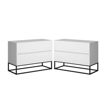 Imagem de Conjunto 2 Mesa de Cabeceira Eros 60 Estilo Industrial Base Preta - LC