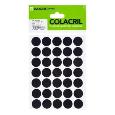 Imagem de Bolinha Redonda Etiqueta Adesiva Para Uso Diáro Cor Preto 19mm - Colac