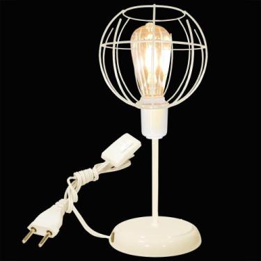 Imagem de Luminária Mesa Abajur Clássico Aramado Spider Branco P/LED - Jota Ilum