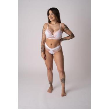 Imagem de Conjunto Confort Branco com Romance com Barra de Elástico em Renda e M