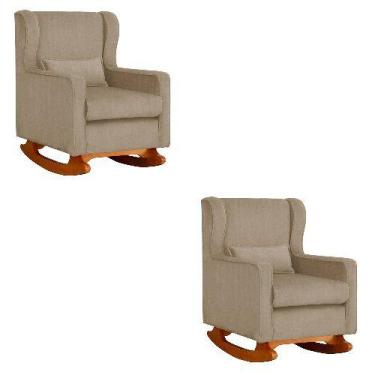 Imagem de Kit 2 Poltrona Aurora Balanço Vovo Suede Capuccino - FM - Fina Mobília