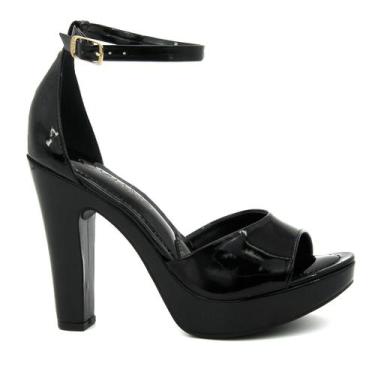 Imagem de Sandália Feminina Via Uno 311004 Salto Calcanhar Fechado Festa, 36, Pr