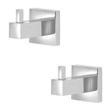 Imagem de Kit 2 Porta Toalha Cabide Luxo Para Banheiro Quadrado Inox - Modelar