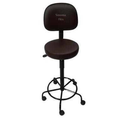 Imagem de Cadeira mocho caixa alta com encosto secretaria - base de ferro e rodí