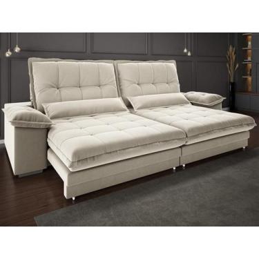 Imagem de Sofá Bergamo 2,30m Retrátil e Reclinável Veludocristal Areia - NETSOFA