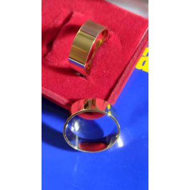 Imagem de Alianças Reta Casal Ouro 18 Kilates Noivado Casamento 9 mm 12 Gramas M