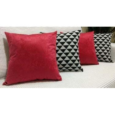 Imagem de Kit 4 Almofadas Decorativas Jacquard Triângulos Sued Preto - INGRID BO