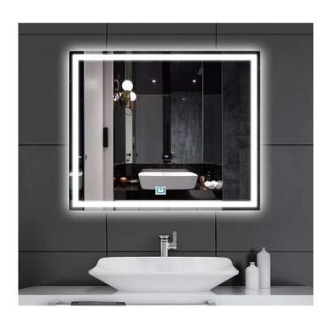 Imagem de Espelho jateado iluminado com led frio e touch 80x70cm horizontal - Wo
