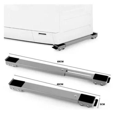 Imagem de Base Suporte com Rodinha P/ Geladeira e Máquina de Lavar- Branco/Preto