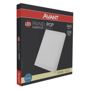 Imagem de Painel de Led Plafon Sobrepor Quadrado 30W 40x40cm Alumínio Branco Ava