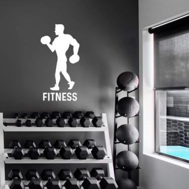 Imagem de Adesivo Academia Silhueta Homem Músculos Peso Fitness - Kanto Store, B