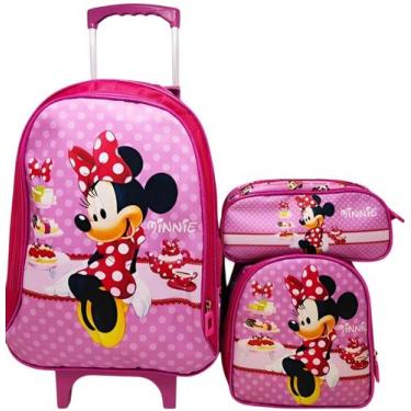 Imagem de Mochila Escolar Minie com Rodinhas com Lancheira térmica e estojo - na