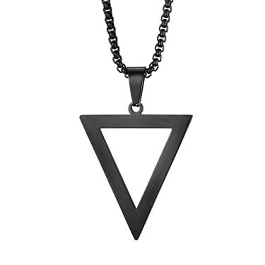 Imagem de MOO&LEE Colar de triângulo invertido com pingente geométrico de aço inoxidável para homens e meninos, colar BFF para 2, Metal, Não aplicável