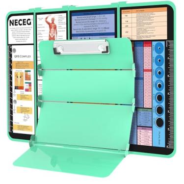 Imagem de NECEG Prancheta De Enfermagem Dobrável - 4 Camadas De Alumínio Para Enfermeiras Prancheta Dobrável Para Enfermeiras Edição Médica Folhas De Dicas, Tamanho De Bolso Para Enfermagem, Clipe Para Caneta,