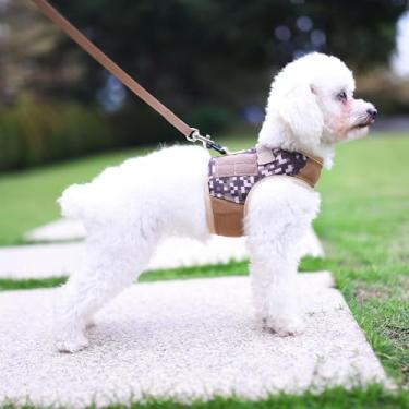 Imagem de Conjunto tático de coleira e coleira para cães pequenos para o inverno, colete acolchoado macio ajustável para poodle, pomerânia, chihuahua, minlature pinscher abaixo de 4,5 kg, camuflagem do deserto
