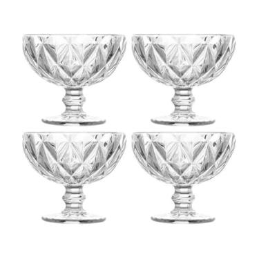 Imagem de Taça sobremesa Jogo Com 4 Taças Sobremesa Vidro Sorvete Diamante - Kit 4 unidades de tigela de sobremesa 320ml diamond