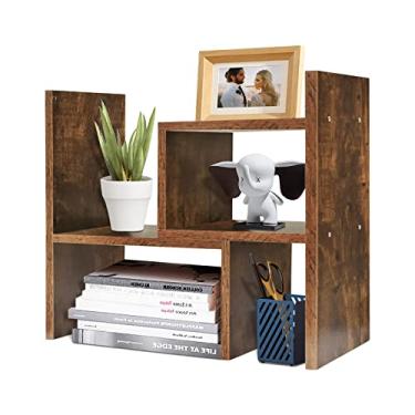 Imagem de TY ARTS & CULTURE - Organizador expansível de madeira para mesa, estante multiuso, estante de livros, estante para escritório, casa | Natural…