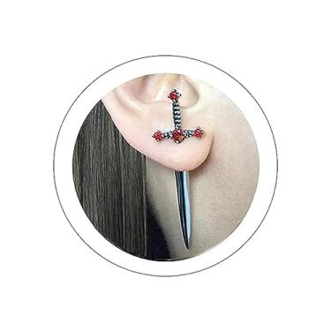 Imagem de MAQVQLU Brincos de espada gótica para mulheres brincos góticos punk CZ adaga brincos vintage espada brincos de festa de Halloween, OUTROS, outro