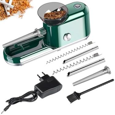 Imagem de Máquina de enrolar cigarro elétrica, máquina injetora de tabaco portátil, mini máquina de tabaco rolos portáteis para tamanho regular tubo de 8 mm 0,31 polegadas e tubo de 6,5 mm 0,7 cm 2 em 1 (verde)