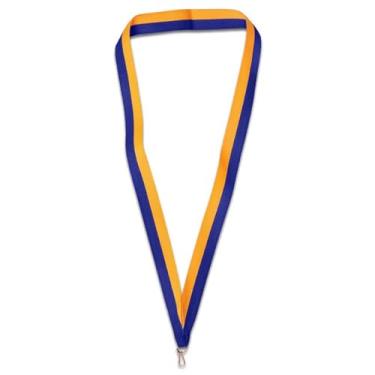 Imagem de PinMart Fita de pescoço multicolorida – Porta-prêmios para medalhas e medalhões – Cordão de fita colorido em branco com clipe