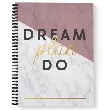 Imagem de Caderno/diário espiral motivacional Softcover Dream Plan Do 21,5 x 28 cm, 120 páginas de agenda diária, capa laminada brilhante durável, espiral de arame preto. Feito nos EUA