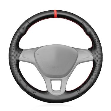 Imagem de MEWANT Capa de volante de carro costurada à mão para Volkswagen VW Amarok / T6 Califórnia / T6 Caravelle / T6 Kombi / T6 Multivan / T6 Acessórios de transporte (o volante original é de borracha)