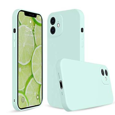 Imagem de ANDATE Capa para iPhone 12 silicone menta, capa de telefone de borracha gel de silicone líquido macio à prova de choque capa protetora para iPhone 12 roxo, 6,1 polegadas