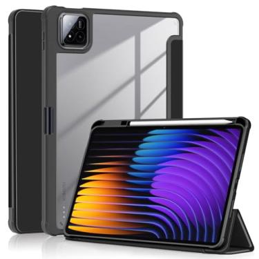 Imagem de Capa inteligente com suporte de caneta para Xiaomi Pad 7 / Pad 7 Pro 11,2 polegadas 2024, capa protetora fina com três dobras traseira rígida transparente Ratesell para Xiaomi Pad 7 / Pad 7 Pro 11,2''