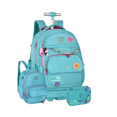 Imagem de Kit Mochila Rodas Rebecca Bonbon Lancheira E Estojo Escolar
