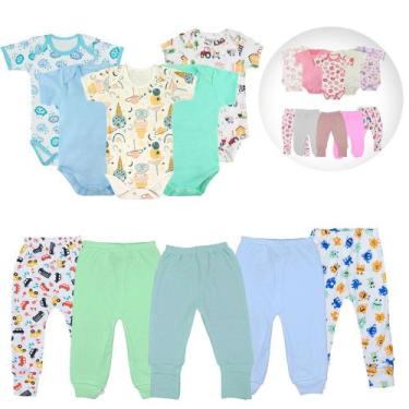 Imagem de Kit Bebê 10 Peças Body Manga Curta e Mijão Liso e Estampado - Koala Ba