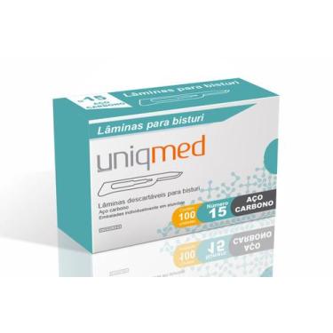 Imagem de Lâmina De Bisturi Descartável Aço Carbono Caixa com 100 Unidades Uniqm