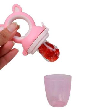 Imagem de Porta Fruta Chupeta Alimentação Silicone Bebê BPA Free Rosa - MIXTOU