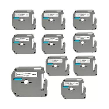 Imagem de 10 Fita Para Rotulador, Ollix Compativel BRother, 12Mmx8Mts, M-K231, Preto E Branco PT65, PT70, PT-80, PT-90 PTM95