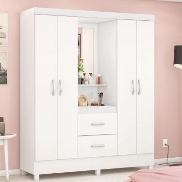 Imagem de Guarda Roupa Solteiro Flex com Espelho e Pés 4 Portas 2 Gavetas Lord Demobile